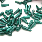 Malachite Half Drilled Beads Teardrop Semi Hole 6x16mm Natural