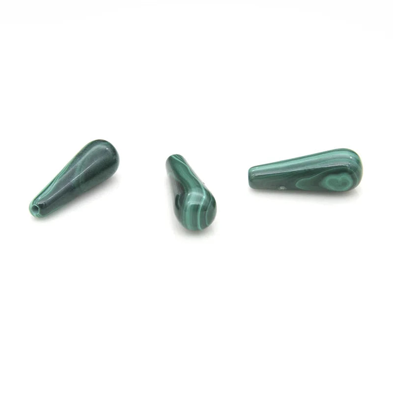 Malachite Half Drilled Beads Teardrop Semi Hole 6x16mm Natural