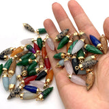 Malachite Red Agate Lapis Lazuli Necklace Pendant 8x25mm