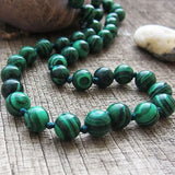 Malachite Green Stone Bead Healing Necklace for Women