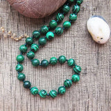 Malachite Green Stone Bead Healing Necklace for Women