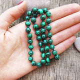 Malachite Green Stone Bead Healing Necklace for Women