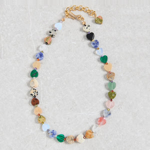 Malachite Tiger Eye Opal Hybrid Necklace Retro Charm Natural Gems Jewelry