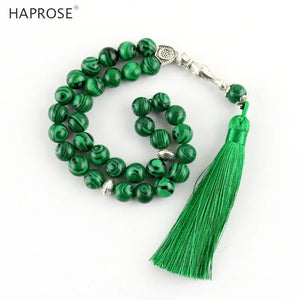 Malachite Bracelet Muslim Tassel Tasbih Worship Jewelry Man Woman 33 Beads