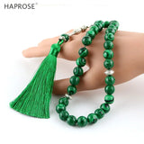 Malachite Bracelet Muslim Tassel Tasbih Worship Jewelry Man Woman 33 Beads