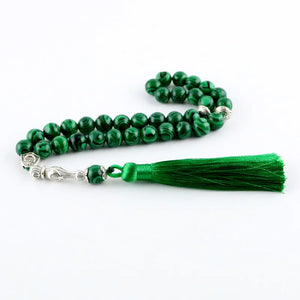 Malachite Tassel Round 33/99 Tasbih Islam Muslim Ornament Allah Bracelet