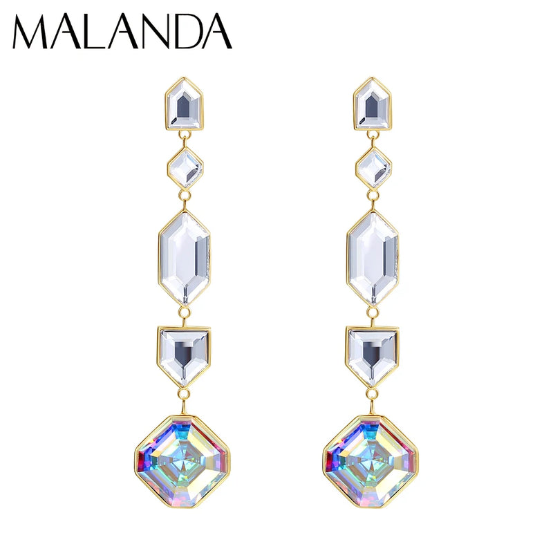 Malanda Crystal Kaleidoscope Earrings Silver Dangle Jewelry