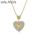 Malanda 925 Silver Heart Zircon Pendant Necklace For Women Wedding Jewelry