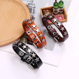 Male Adjustable Leather Wrap Bracelet Vintage Punk Star Charms