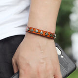 Male Adjustable Leather Wrap Bracelet Vintage Punk Star Charms