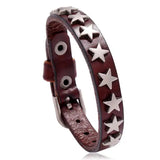 Male Adjustable Leather Wrap Bracelet Vintage Punk Star Charms