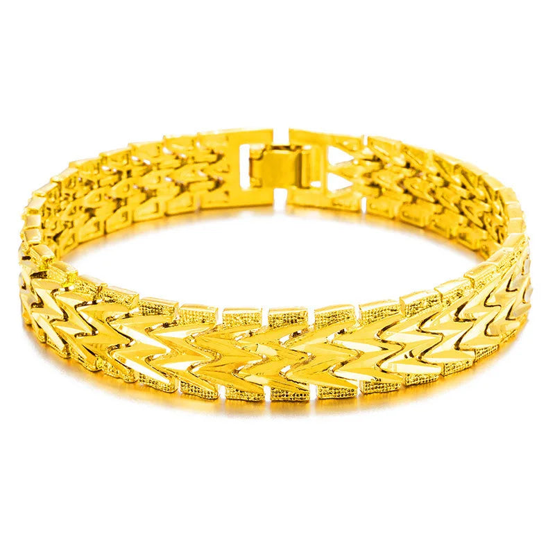 24K Chunky Chain Link Bracelet for Men
