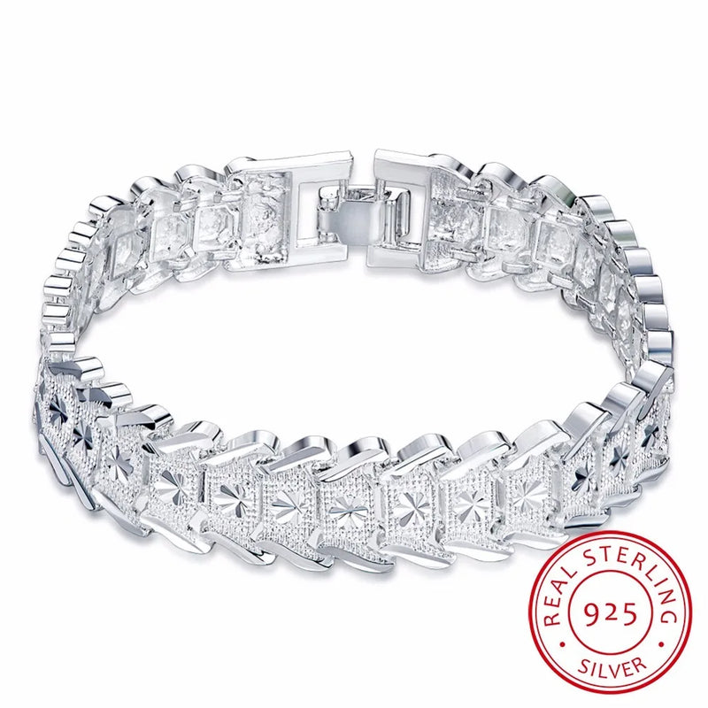 925 Silver Chunky Chain Link Bracelet for Men