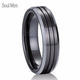 6mm Tungsten Carbide Grooved Wedding Band Size 11 - 13