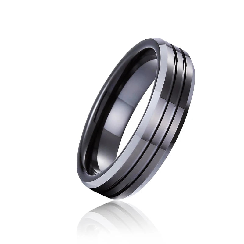 6mm Tungsten Carbide Grooved Wedding Band Size 11 - 13