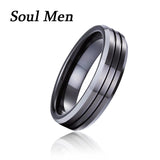 6mm Tungsten Carbide Grooved Wedding Band Size 11 - 13