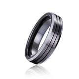 6mm Tungsten Carbide Grooved Wedding Band Size 11 - 13