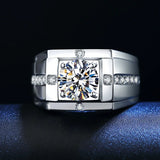 Men's Lab Diamond Ring 925 Silver Wedding Band Vintage