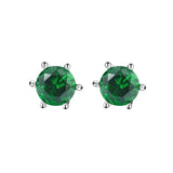 S925 Sterling Silver Green Zircon Stud Earrings for Women Men Party