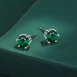 S925 Sterling Silver Green Zircon Stud Earrings for Women Men Party