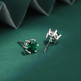 S925 Sterling Silver Green Zircon Stud Earrings for Women Men Party