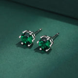 S925 Sterling Silver Green Zircon Stud Earrings for Women Men Party