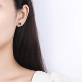 S925 Sterling Silver Green Zircon Stud Earrings for Women Men Party