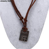 Male Jewelry Vintage Hemp Rope Leather Pendant Necklace Men's