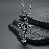 Men Jesus Cross Necklace Pendant Christian Jewelry Box Chain Stainless Steel