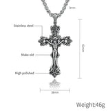 Men Jesus Cross Necklace Pendant Christian Jewelry Box Chain Stainless Steel