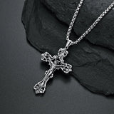 Men Jesus Cross Necklace Pendant Christian Jewelry Box Chain Stainless Steel