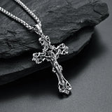 Men Jesus Cross Necklace Pendant Christian Jewelry Box Chain Stainless Steel