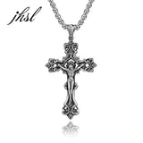 Men Jesus Cross Necklace Pendant Christian Jewelry Box Chain Stainless Steel