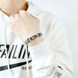 Men Stainless Steel Bracelet Bangle 10mm Silver Jewelry Boyfriend Gift