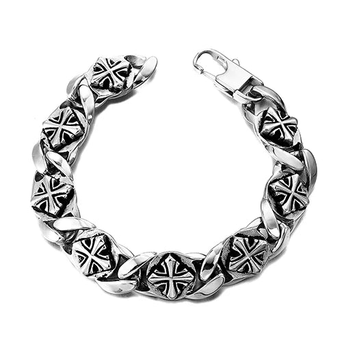 Retro Celtic Cross Pattern Bracelet Men Stainless Steel Chain