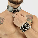 Male Sexy PU Leather Wristband Wide Choker Collar Bracelet