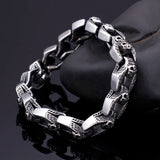 Men's Biker Stainless Steel Skull Chain Bracelet 8.66''