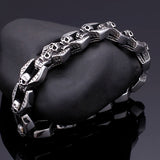 Men's Biker Stainless Steel Skull Chain Bracelet 8.66''