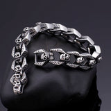 Men's Biker Stainless Steel Skull Chain Bracelet 8.66''