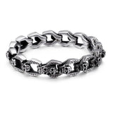 Men's Biker Stainless Steel Skull Chain Bracelet 8.66''