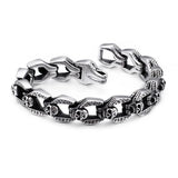 Men's Biker Stainless Steel Skull Chain Bracelet 8.66''