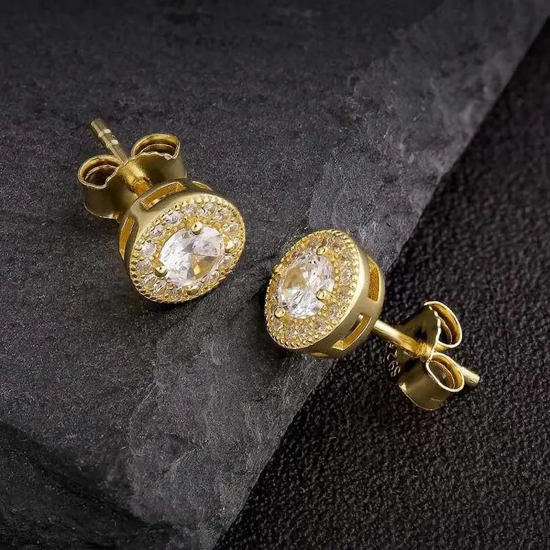 S925 Silver Zircon Stud Earrings for Men Women