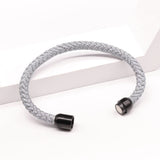 Mama Weave Bohemia Gray Women Bracelet Bangle Stainless Steel Clasp