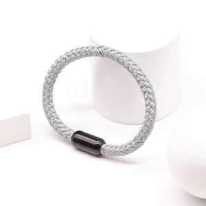 Mama Weave Bohemia Gray Women Bracelet Bangle Stainless Steel Clasp