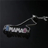 Mama Name Bracelet Colorful Diamond Stainless Steel Women Charm Gift