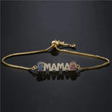 Mama Name Bracelet Colorful Diamond Stainless Steel Women Charm Gift