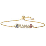 Mama Name Bracelet Colorful Diamond Stainless Steel Women Charm Gift