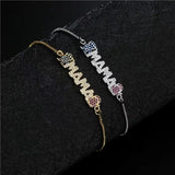 Mama Name Bracelet Colorful Diamond Stainless Steel Women Charm Gift