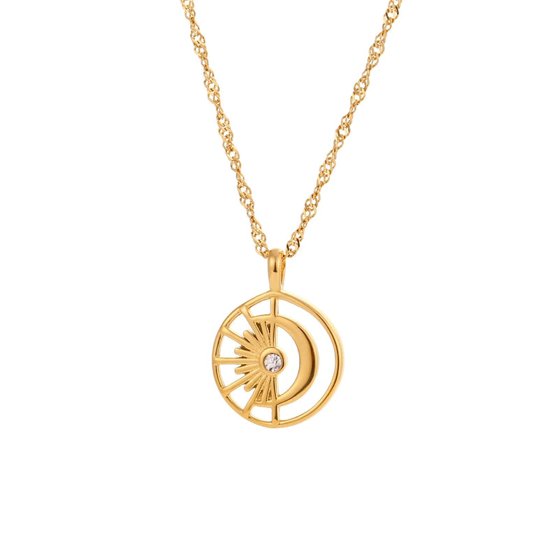 Sun Moon Pendant Necklace High-end Charm Women Pendant