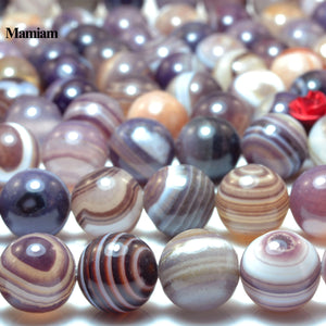 Mamiam Lavender Stripes Agate Beads 6-10mm Bracelet Necklace Gemstone Gift